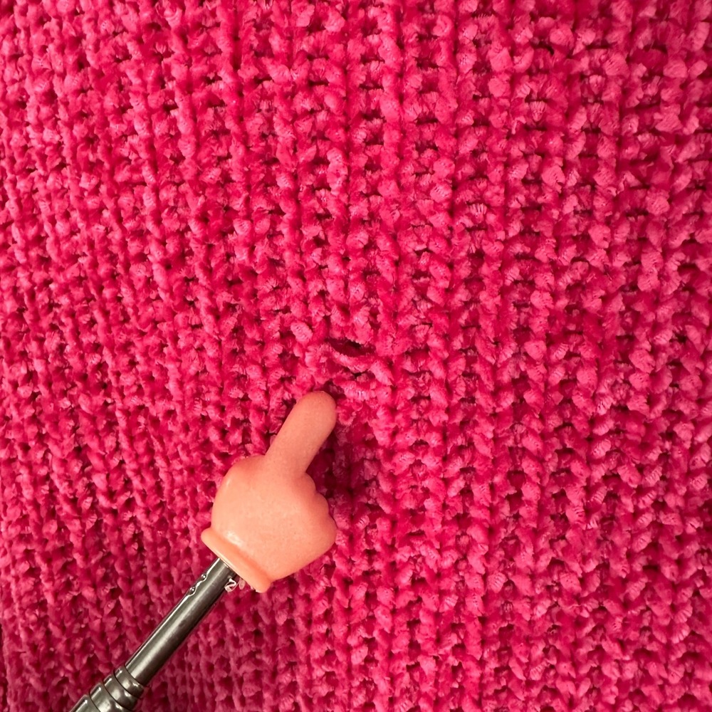 Cocovive Cable Knit Cropped Sweater Pullover Chenille Pink Womens‎ Large Casual - Picture 6 of 12